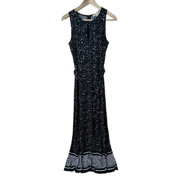 Michael Kors Dresses & Skirts - Michael Kors Nora Print Border Maxi Dress Sz XS Floral Wrap Tie Sleeveless